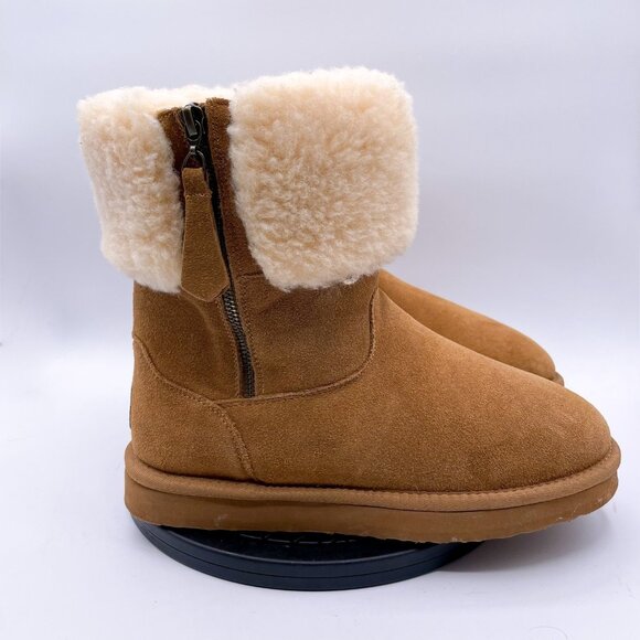 BEARPAW Women's Suede Boots Wool Size 9 Slip on Adjustable Buckle - Picture 1 of 8